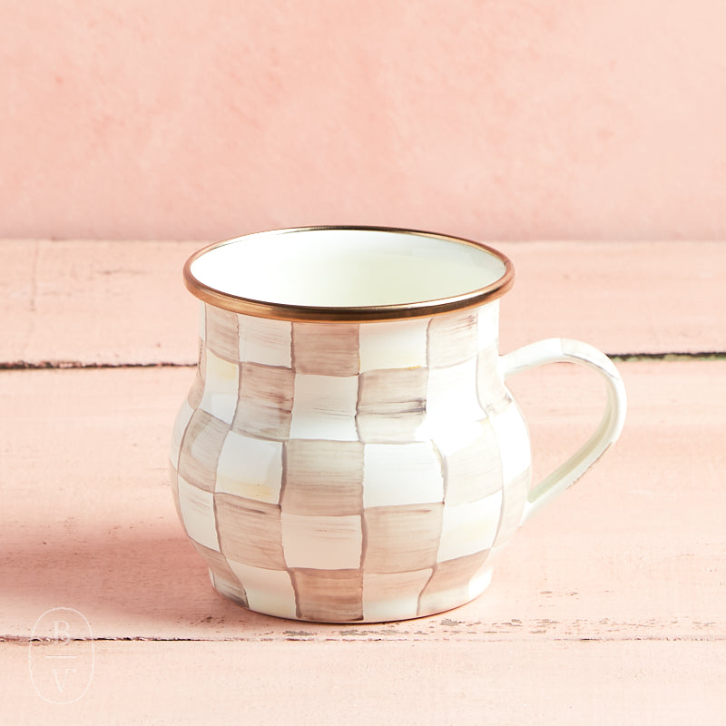 MacKenzie-Childs ENAMEL MUG Mocha Check