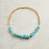 Virtue GOLD ACCENT MAGNESITE CHIP NECKLACE Turquoise