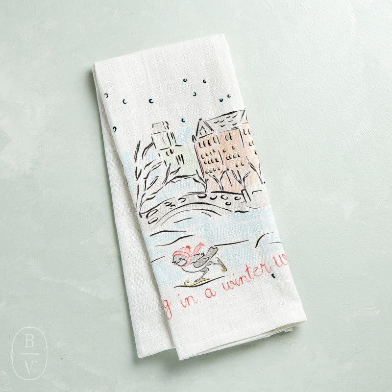 Creative Co-op WINTER HOLIDAY SCENE TEA TOWEL Winter Wonderland