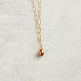 Virtue GOLD PAPERCLIP CHAIN MINI PEARL NECKLACE Chocolate 16