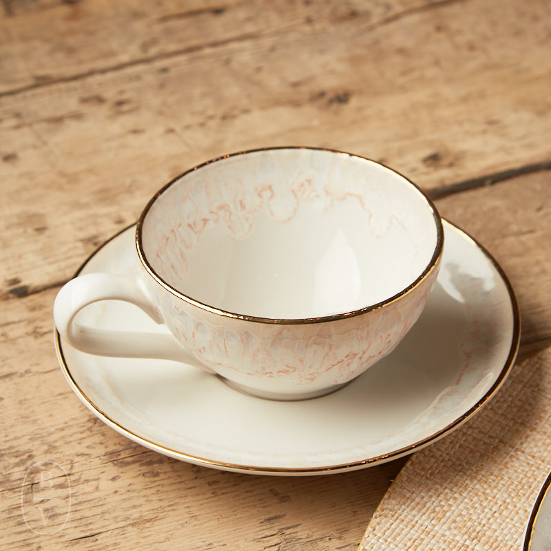 Casafina by Costa Nova TAORMINA TEA CUP_SAUCER White_Gold