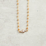 Virtue PEARL SIDEWAYS CROSS ROSARY NECKLACE Sand