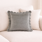 Creative Co-op SCALLOPED FLANGE COTTON VELVET PILLOW Green