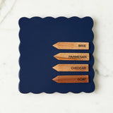 Europe 2 You SQUARE SCALLOPED CHEESE BOARD WITH MARKERS Navy Small
