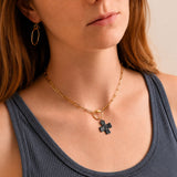 CV Designs CVNBLMC BLACK ENAMEL CROSS DROP NECKLACE