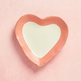 Creative Co-op GOLD EDGE STONEWARE HEART DISH Coral