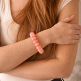Golden Stella CHUNKY MARBLE BEADED STRETCH BRACELET Pink