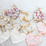 Virtue ACRYLIC HEART GOLD BAR POST EARRINGS