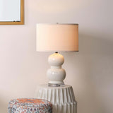 Jamie Young Company BUBBLE TABLE LAMP Cream Glass Linen Drum
