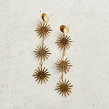 Virtue HAMMERED POST TRIPLE STARBURST EARRINGS Gold