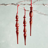 Raz Imports GLASS FINIAL ORNAMENT Red 10.75