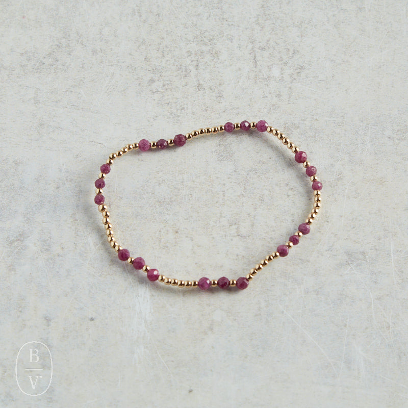 eNewton Design GEMSTONE JOY PATTERN BEAD BRACELET Ruby 3mm