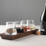 Simon Pearce LUDLOW WHISKEY GLASS SET WITH WOOD BASE