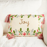 Peking Handicraft BOHO HOLIDAY JOY EMBROIDERED PILLOW