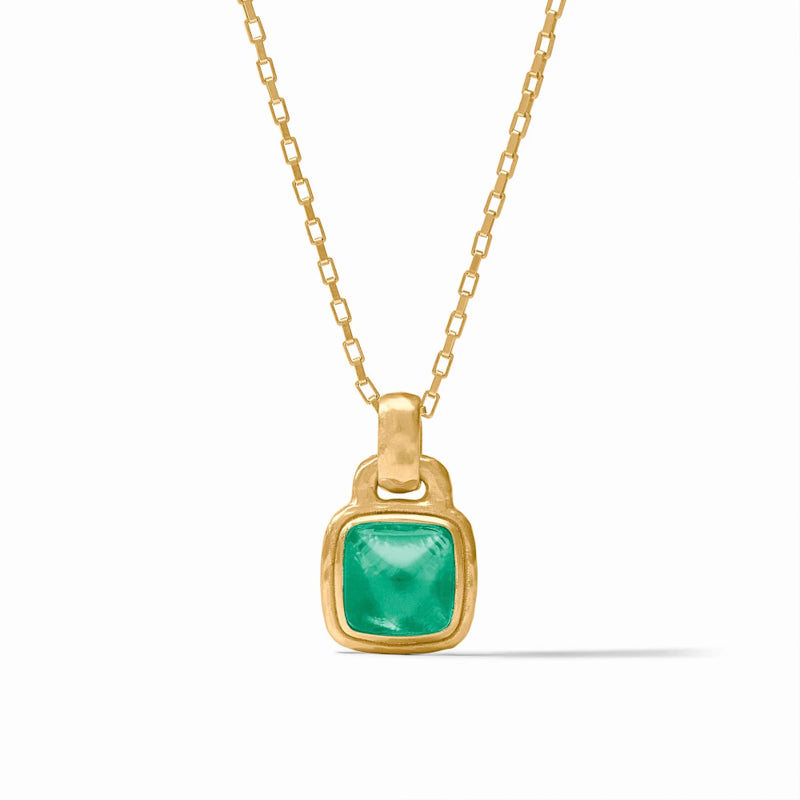 Julie Vos SAHARA SOLITAIRE NECKLACE Gold Iridescent Emerald Green