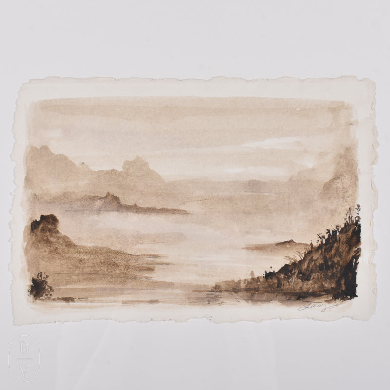 By Lacey PEACE LANDSCAPE DECKLE EDGE FRAMED PAINTING - SERIES 4 NO 2