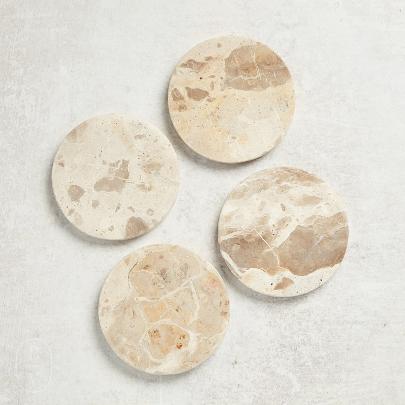 Mudpie TAN MARBLE COASTER SET