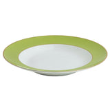Pickard China COLORSHEEN SOUP PLATE Ultra White Apple Green Gold No Monogram