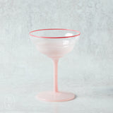 Creative Co-op OMBRE COLORED RIM COUPE GLASS Bubblegum