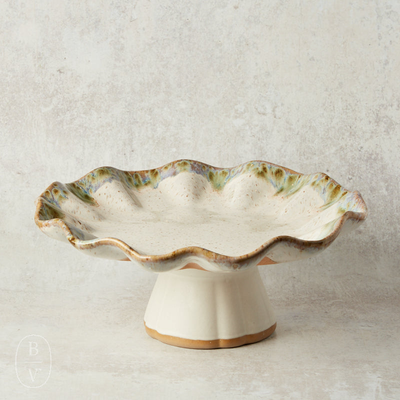 Etta B Pottery FREEFORM CAKE STAND Botanical