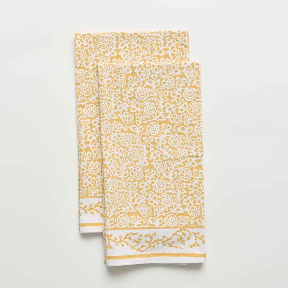 Pomegranate TAPESTRY TEA TOWEL SET OF 2 Marigold