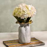 Dixie Pottery GOLD LEAF SAK VASE White