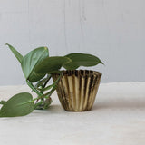 Creative Co-op FLUTED METAL PLANTER Brass