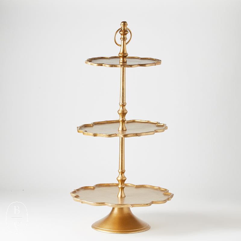 Park Hill Collection SCALLOPED EDGE CAST ALUMINUM TIERED SERVER Gold 30