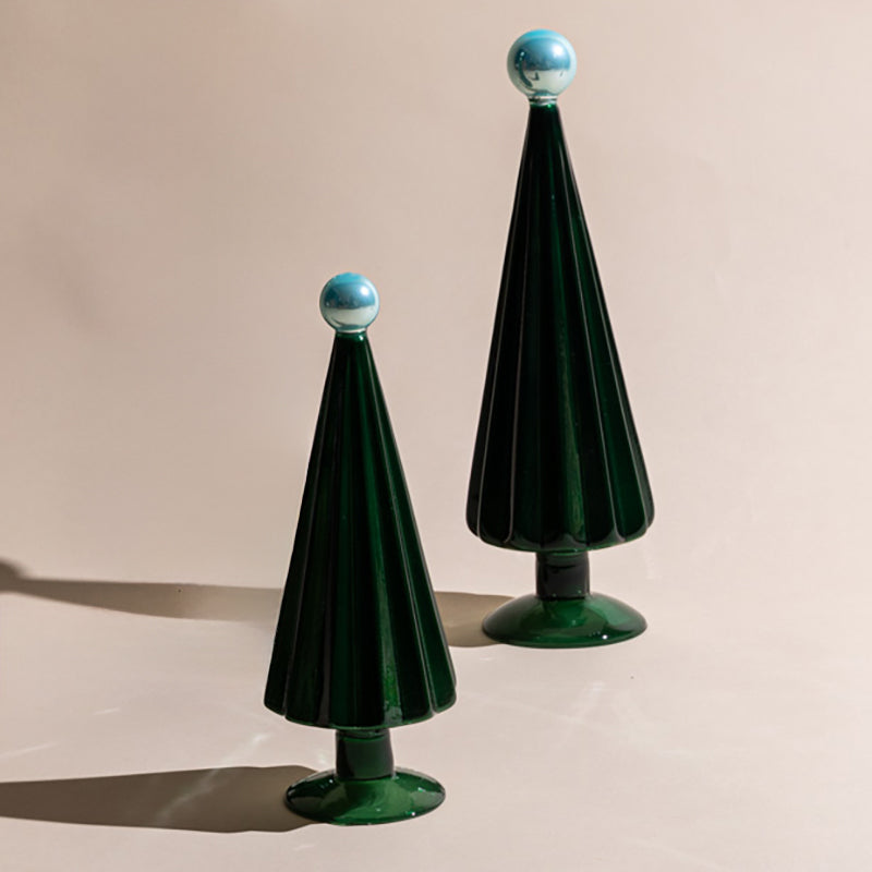 Cody Foster PETITE PLEATED GLASS TREE WITH BALL TOPPER Juniper Sky