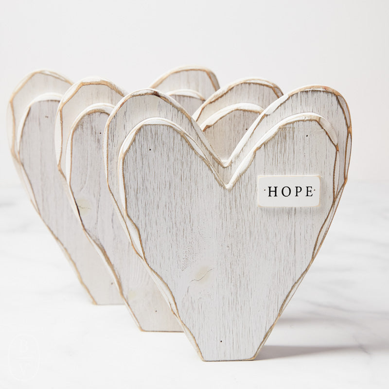 Glory Haus HOPE WHITE WOODEN HEART