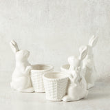 K and K Interiors BUNNY WITH BASKET PLANTER