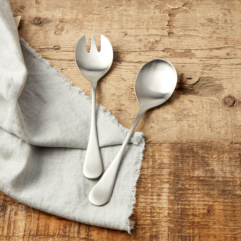 Casafina by Costa Nova ANTIGO 2 PIECE SALAD SERVING SET Brushed Steel