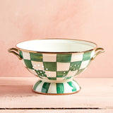 MacKenzie-Childs ENAMEL COLANDER Emerald Check Large