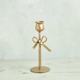 Creative Co-op IRON TAPER HOLDER WITH BOW Gold 8