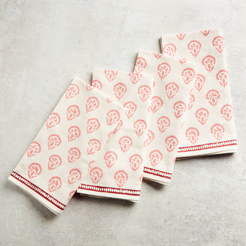 Pomegranate INDIA HICKS CARNATION NAPKIN SET OF 4 Blush