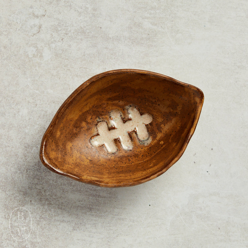 Etta B Pottery 2025 FOOTBALL BOWL Deep Leather