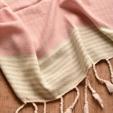 Buldano MULTI COLOR TURKISH TOWEL Mint Rose Pink Natural