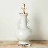 The Han House WHITE DOUBLE EAR VASE LAMP NO SHADE