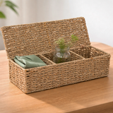 Creative Co-op THREE SECTION SEAGRASS BASKET WITH LID Natural