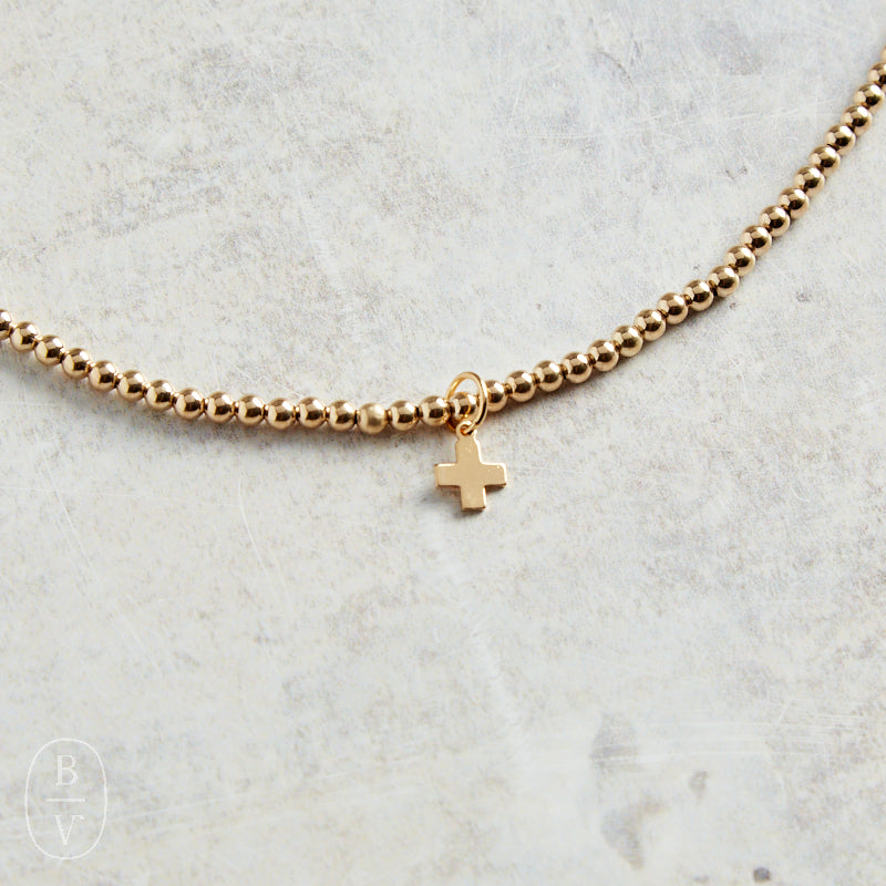 eNewton Design CLASSIC SIGNATURE CROSS GOLD CHARM CHOKER