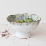 Creative Co-op REACTIVE GLAZE STONEWARE FOOTED BOWL