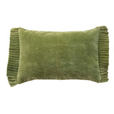 RUFFLED TRIM COTTON VELVET LUMBAR PILLOW