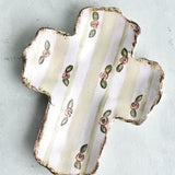Etta B Pottery COTTAGE STRIPE CROSS Green Stripe