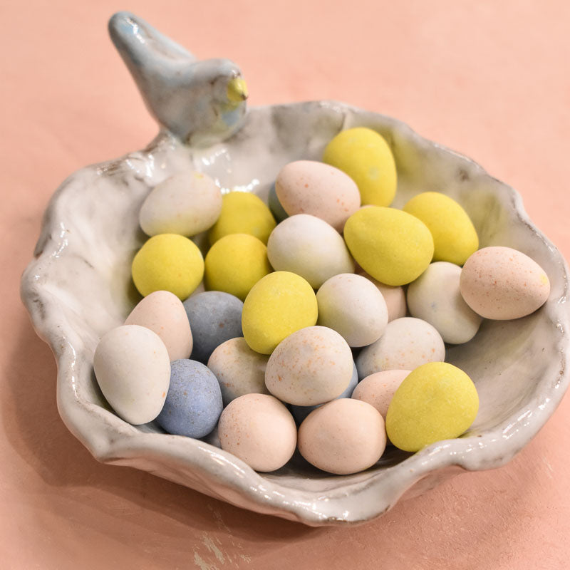 Dixie Pottery ROUND BIRD DISH White