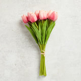 K and K Interiors MINI TULIP BOUQUET WITH 12 STEMS Mauve 13.5