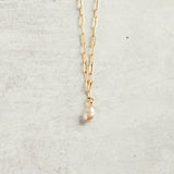 Virtue GOLD PAPERCLIP CHAIN MINI PEARL NECKLACE Taupe 16