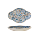Creative Co-op WAX RELIEF FLORAL STONEWARE DISH