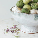 Creative Co-op REACTIVE GLAZE STONEWARE FOOTED BOWL