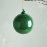 Raz Imports GLITTER BLOWN GLASS BALL ORNAMENT Green
