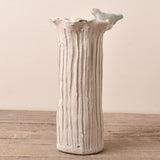 Dixie Pottery WHITE VASE WITH BLUE BIRD
